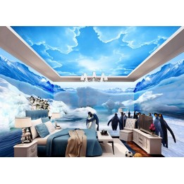 Poster géant mural grand format panoramique paysage polaire - Les pingouins