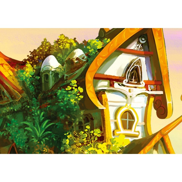 Poster géant mural grand format panoramique paysage pour enfant - Cabane, maison champignon, château
