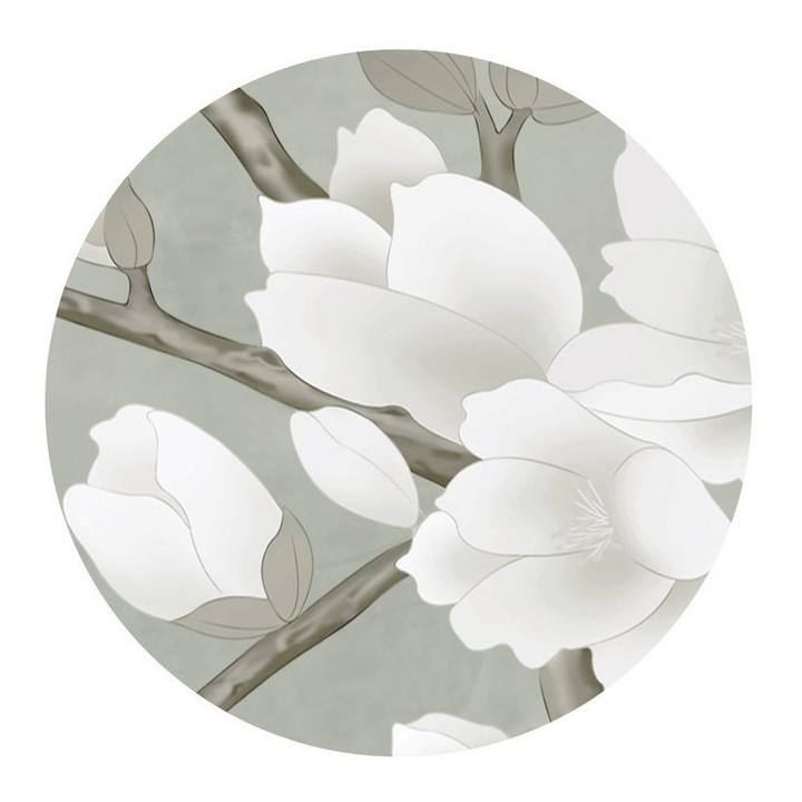 Décor zen - Tapisserie asiatique fleurs et oiseaux sur fond gris