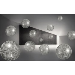Extension d'espace - Papier peint photo abstrait trompe l'œil effet 3D en noir blanc gris - Les boules métalliques flottantes