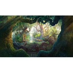 Décoration murale panoramique motif dessiné à la main - Paysage de la jungle