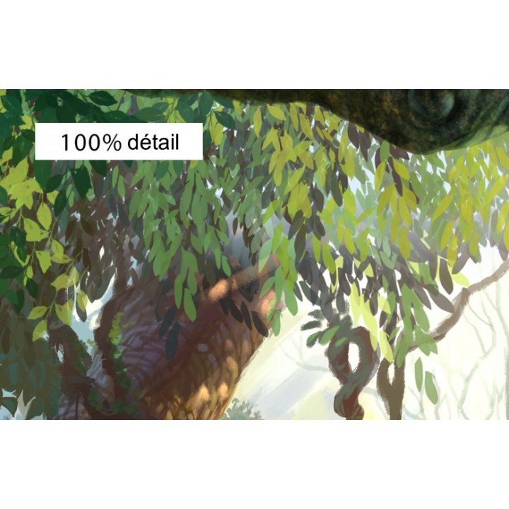 Décoration murale panoramique motif dessiné à la main - Paysage de la jungle