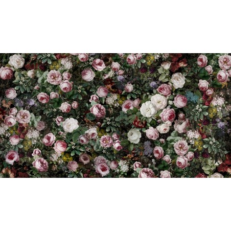 Papier peint vintage tapisserie florale - Les pivoines, les roses et les jasmins