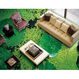 Revêtement sol zen trompe l'oeil - Les lentilles d'eau et les feuilles de nénuphar