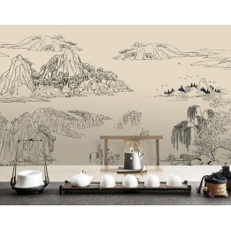tapisserie asiatique décoration style japonais noir et blanc