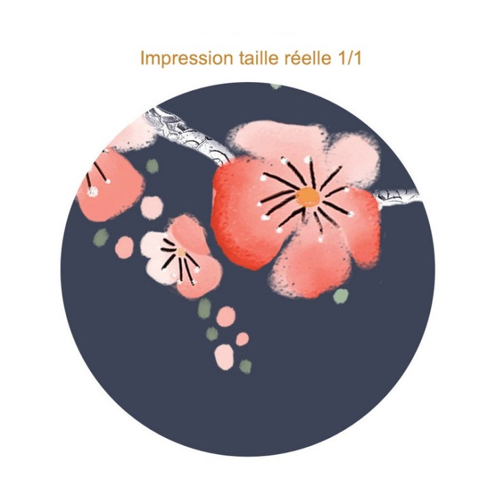 Décoration d'intérieur zen style japonais - Les fleurs Mei sur fond bleu foncé