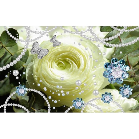 Papier peint photo romantique tapisserie florale - Le souvenir de mariage
