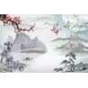 Papier peint asiatique - Paysage avec les fleurs et les oiseaux