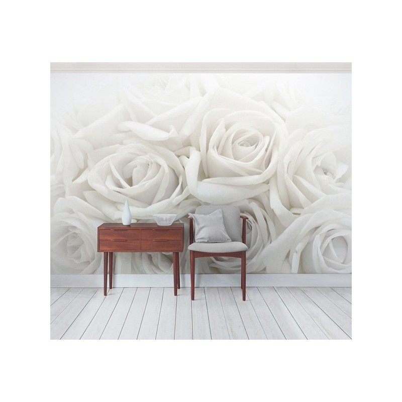 Papier peint photo romantique - Les roses blanches