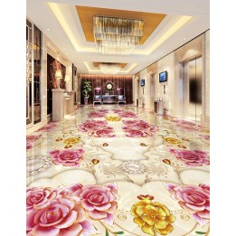 Décoration appartement temoin - Revêtement de sol 3D les fleurs de  rose et les perles sur marbre effet bas relief