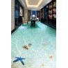 Revêtement de sol 3D salle de bain paysage océan - L'étoile de mer bleur et les coquillages