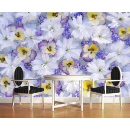 Papier peint photo macrophotographie - Les fleurs tricolores et les fleurs blanches