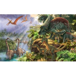 Tapisserie murale XXL chambre d'enfant spécial dinosaure - Les dinosaures dans la vallée