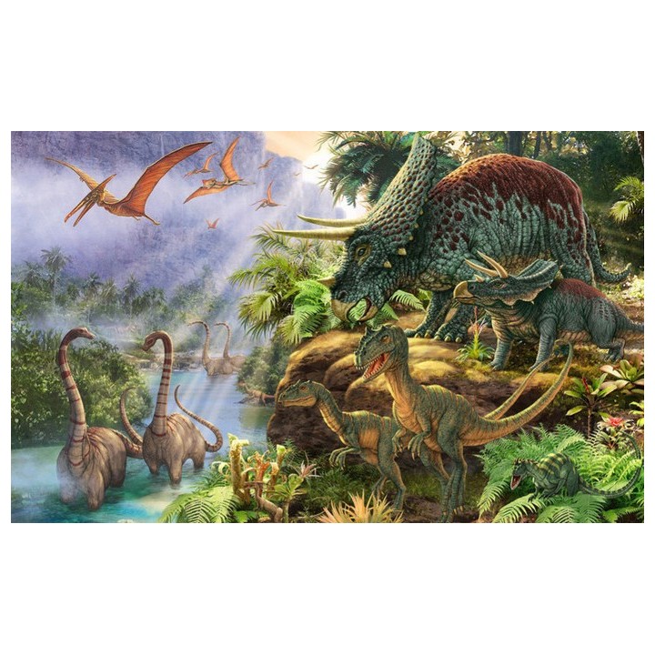 Tapisserie murale XXL chambre d'enfant spécial dinosaure - Les dinosaures dans la vallée