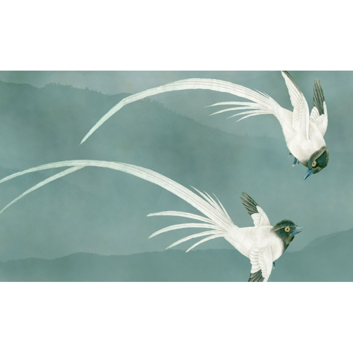 Tapisserie asiatique fleurs et oiseaux - Les orchidées, les papillons et les oiseaux blancs