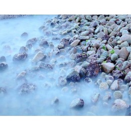 Revêtement de sol trompe l'œil 3D cuisine salle de bain - Les cailloux dans le brouillard