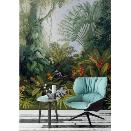 Tableau d'artiste - Paysage de la jungle - Les plantes et les fleurs tropicales