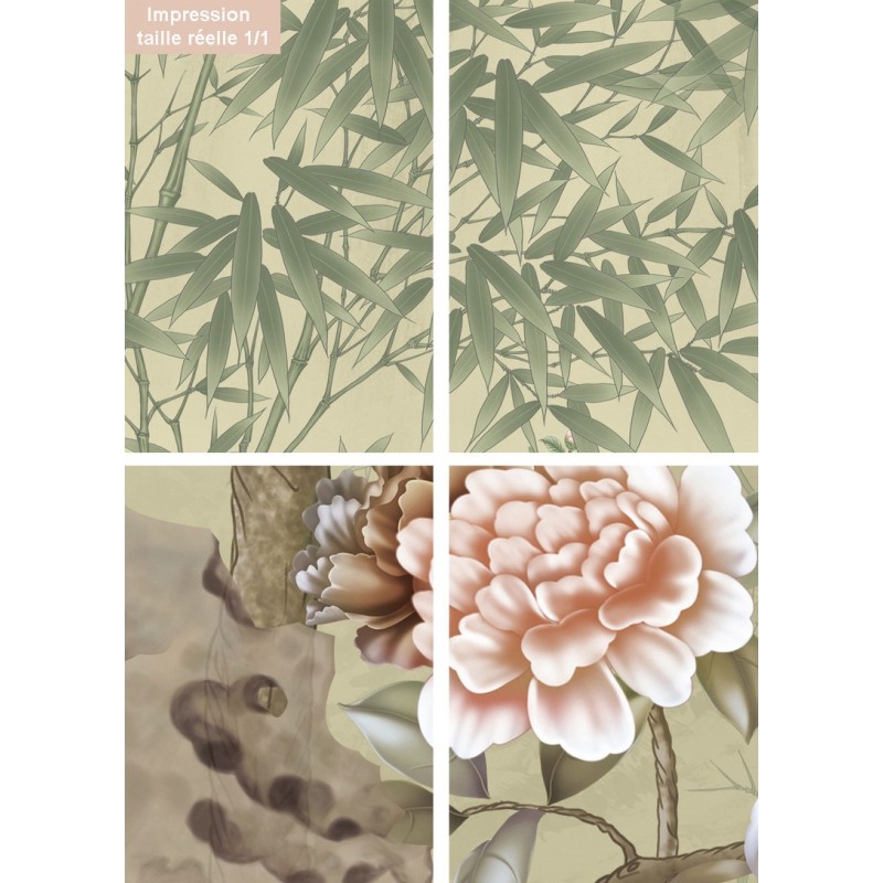 Zen Stone – tapisserie murale en bambou, plantes, fleurs suspendues,  paysage aquatique, plafond mural, tapis en tissu