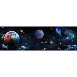 Décoration murale grand panoramique paysage univers - Les planètes et la galaxie spirale