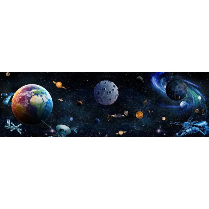 Décoration murale grand panoramique paysage univers - Les planètes et la galaxie spirale