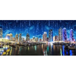 Décoration murale grand panoramique paysage urbain - Ville dans la nuit blanche