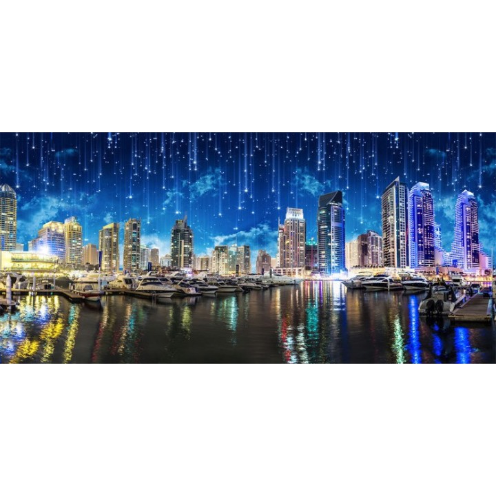 Décoration murale grand panoramique paysage urbain - Ville dans la nuit blanche