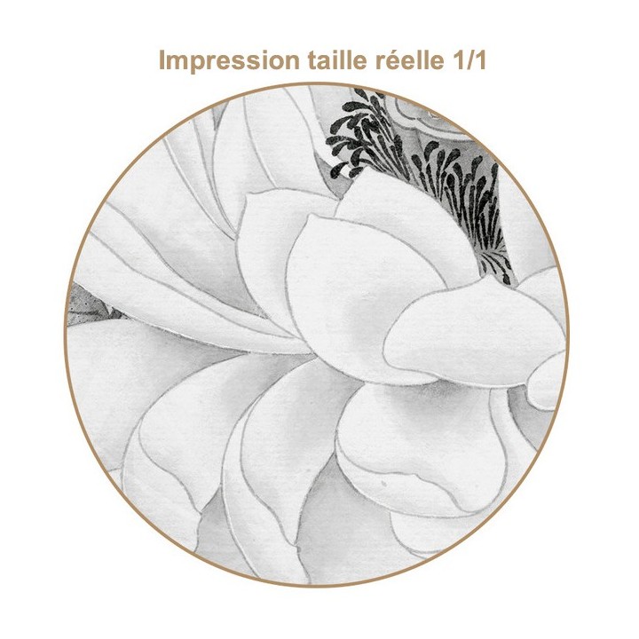 papier peint d'artiste chinois zen peinture à l'encre de chine en noir et blanc les lotus