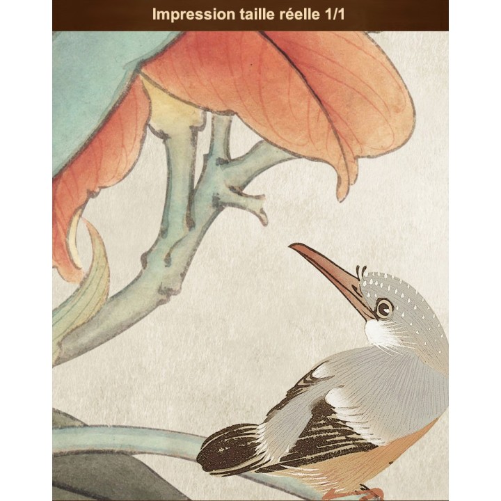 Papier peint vintage peinture japonaise ancienne - Les lys du Japon avec les oiseaux