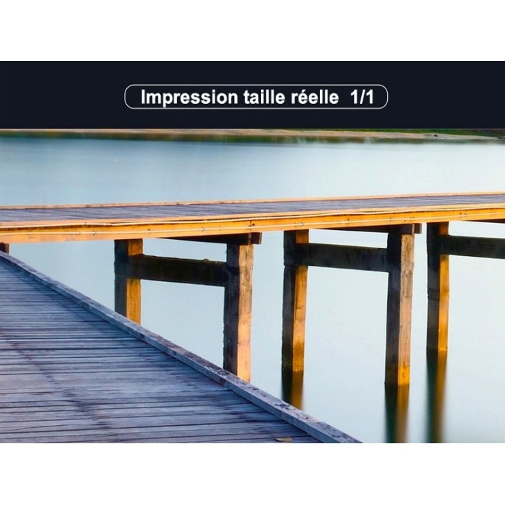 Paysage trompe l'œil 3D - Pont en bois sur le lac au coucher du soleil