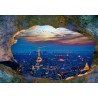 Papier peint photo paysage trompe l'œil 3D trou dans le mur - Paris dans la nuit