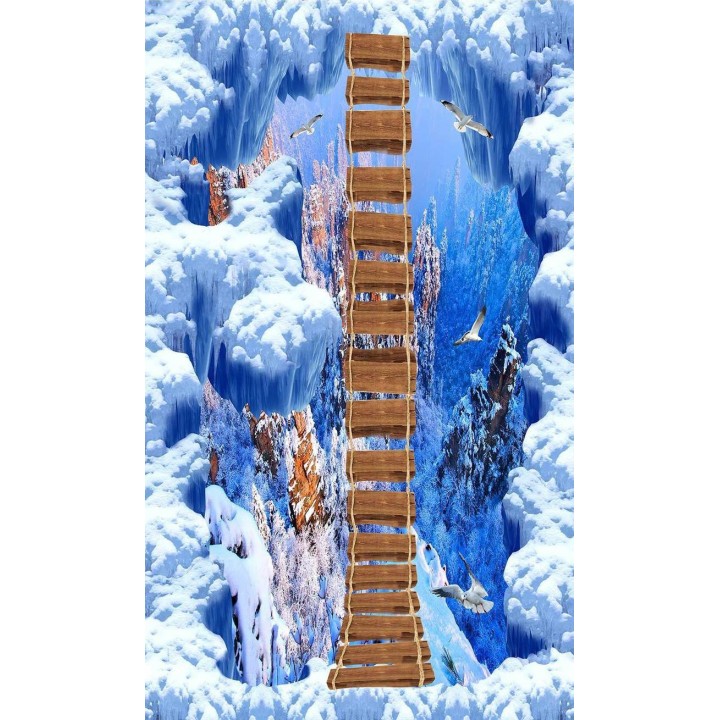 Revêtement de sol trompe l'œil 3D - Passerelle sur le trou glacé
