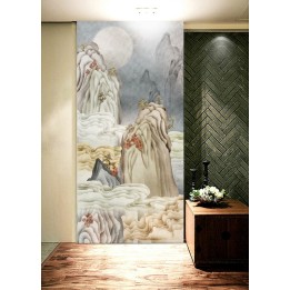 Papier peint japonais zen format portrait - La montagne dans les nuages
