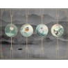 Papier peint japonais zen - Paysage gris foncé avec les lotus et les oiseaux