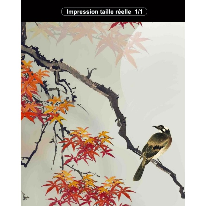 Tapisserie zen format vertical - L'érable et les oiseaux dans la nuit