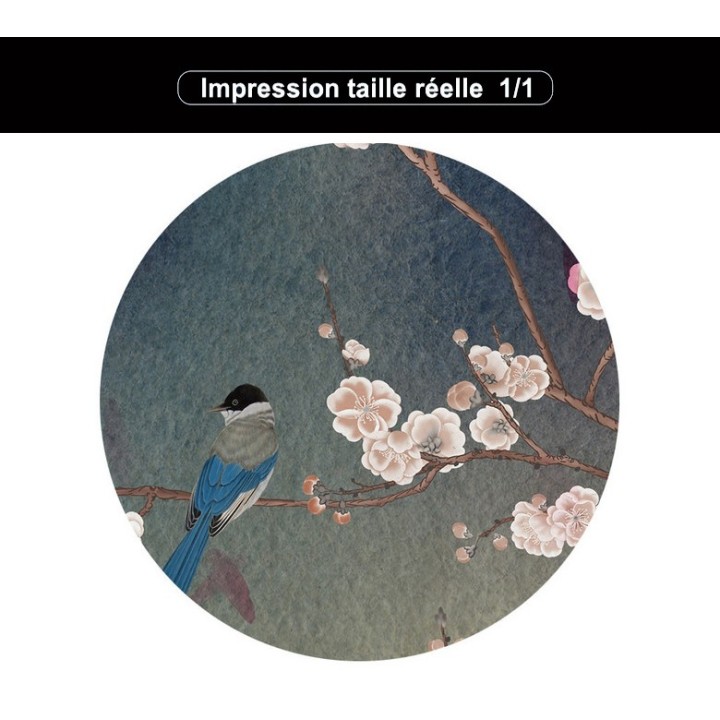Tapisserie japonaise zen fleurs et oiseaux - Les fleurs de pêchers et les oiseaux