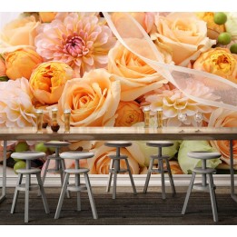 Décor floral papier peint photo romantique - Les fleurs oranges