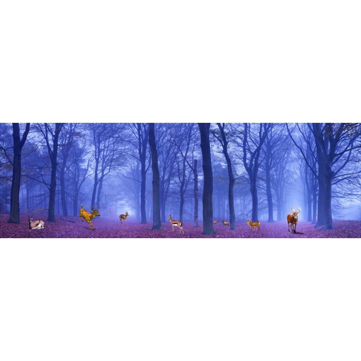 Décor XXL paysage fantaisie - Les animaux dans la forêt à la pleine lune