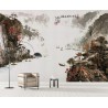 Peinture à l'encre de Chine paysage d'automne - La rivière dans la vallée