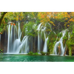 Chute d'eau dans la forêt d'automne