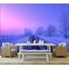 Papier peint photo paysage romantique violet - La neige au coucher de soleil