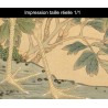 Papier peint japonais issu d'un ukiyo-e format vertical (portrait) - Le paon sur le rocher avec les pivoines