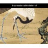 Papier peint japonais 2 volets issu d'un ukiyo-e - Les grus sous l'arbre de mei au bord de l'eau