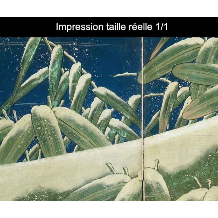 Papier peint japonais 2 volets issu d'un ukiyo-e - Les aigrettes sous la neige