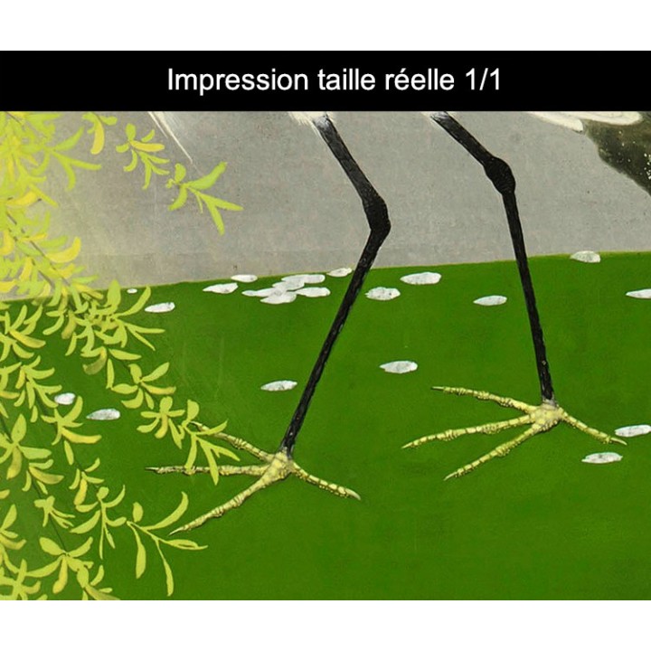 Papier peint japonais 2 volets issu d'un ukiyo-e - Les aigrettes sur le saule pleureur en printemps