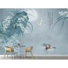 Papier peint chinois zen fleurs et oiseaux - Les orchidées et les canards mandarins dans la nuit