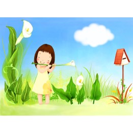 tête de lit panoramique pour chambre fille - Petite musicienne