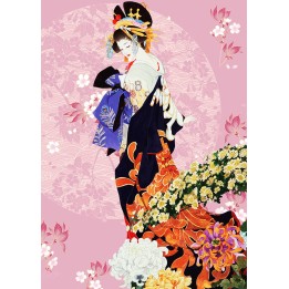 Panneau Japonais Portrait de Personnage Traditionnel en Kimono