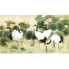Peinture chinoise zen - Les grues dans l'étang avec les lotus
