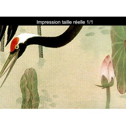 Peinture chinoise zen - Les grues dans l'étang avec les lotus