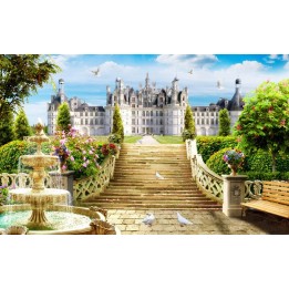 papier peint 3d personnalisé tapisserie murale trompe l'œil paysage romantique château avec jardin